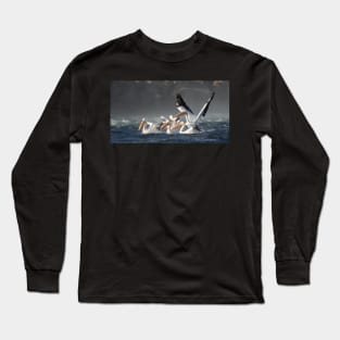 Feeding Frenzy- Pelicans Long Sleeve T-Shirt